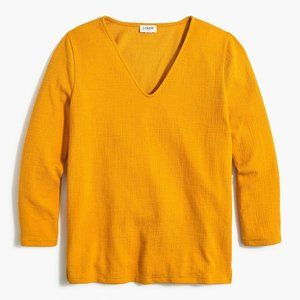 J Crew Textured V-neck three-quarter-sleeve tee Medium